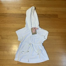 Juicy Couture Pam Gela Terry Fashion Zip Short Sleeve White Hood Sundress Small