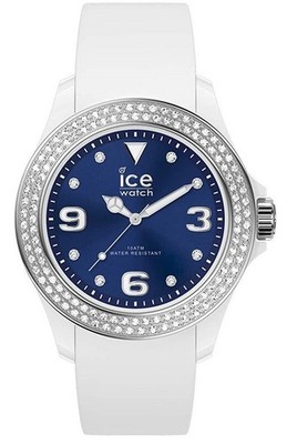 Ice-Watch ICE 017234 star white deep blue Small Damenuhr Strass Silikon weiß M10