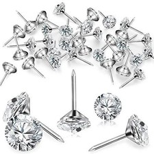 100 Pcs Diamond Crystal Upholstery Nail Tacks for Sofa Headboard Furniture Wall