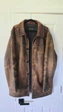 Vintage Distressed Eddie Bauer Brown Leather Coat/Jacket Mens SZ XL