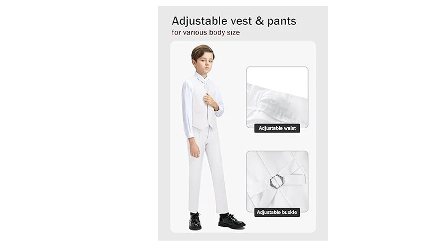 YuanLu Boys' First Communion Suits Vest and Pants Set with Dress Shirt, 3T - Image 3 of 4
