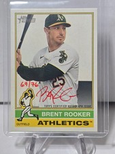 2025 Topps Heritage Brent Rooker Real One Red Ink On Card Auto 69/76