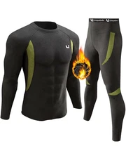 Men's Thermal Underwear Sets Top & Long Johns Fleece Sweat Quick Drying Therm...
