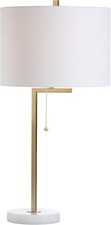 24.5 Inch Modern Brass Gold  Marble Table Lamp W/ Contemporary Bedside Style