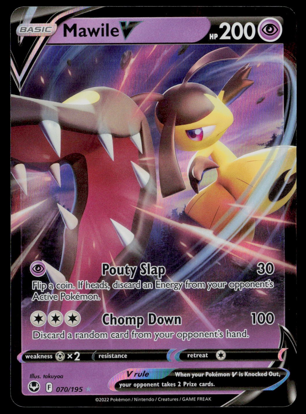 Mawile V 070/195 Silver Tempest Holo Rare Pokemon Card NM