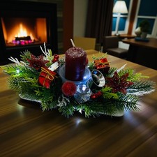 Adventskranz Adventsgesteck Tischdekoration Weihnachtsgesteck mit LED.