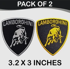 Pack Of 2 Lamborghini Logo Iron On Patch - Sew Patch - Crest Embroidered Patch