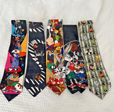 Looney Tunes Mania 5 Vintage Ties from 1990s - Space Jam - Bugs Taz Daffy