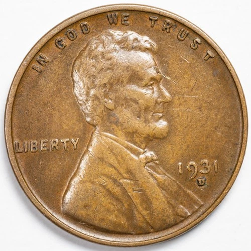 1931-D Extremely Fine (XF) Lincoln Wheat Penny Cent, Denver Mint