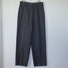 Vintage Grey Wool Blend Wide Leg Trousers Wom...