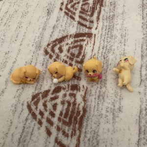 Lot of 4 Mini Plastic Dog Doll Pet Figures Yellow White Pink