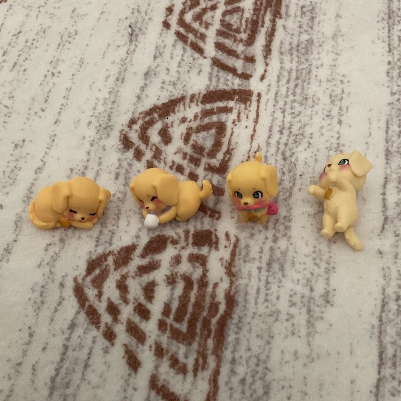 Lot of 4 Mini Plastic Dog Doll Pet Figures Yellow White Pink
