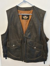 Vintage Harley Davidson Leather Vest Mens XL Billings Springer 90s Y2K