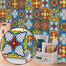 24 Pc Moroccan Style Tile Wall Stickers Kitchen Bathroom Self-Adhesive Mosaic