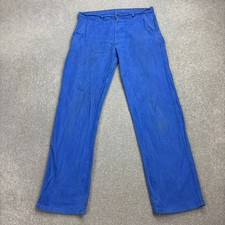 VINTAGE French Trousers Adult 32x30 Blue Workwear Chore Faded Canvas Utility Men