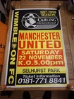 Vintage 1997 Original Premiership Match Day Poster Wimbledon v Manchester United