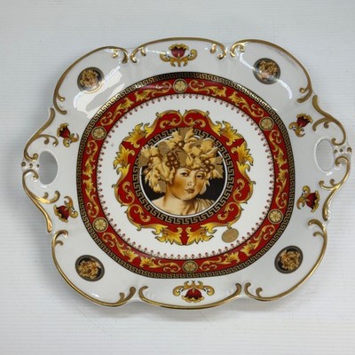 Vtg Depos Porcelain Decorate T. Limgos Footed Heart Shaped 24k Plate