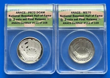 2014 BASEBALL HOF 2 COIN SET FIRST RELEASES LE #/168 USA FIRST CURVED COIN NICE