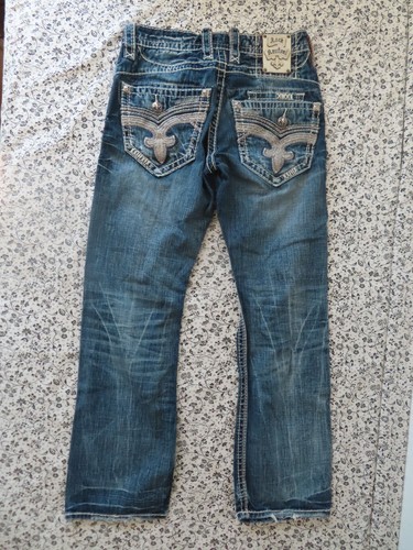 Rock Revival Hercules Relaxed Straight Jeans Blue Denim Size 30 (30x30) - Afbeelding 2 van 11