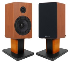 2 Rockville RockShelf 58C Wood 5.25" Home Bookshelf Speakers 8" Wood Stands