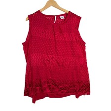 Cabi Sleeveless Semi Sheer Textured Blouse size XL Red Style: 3130