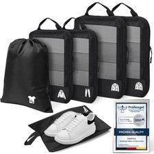 Compression Packing Cubes for Travel, Lightweight 6 Set Bags 6 set, Black
