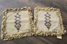 Pair HKH Wool Needlepoint Pillow Covers 14x14 New Vintage French Corkscrew Wine