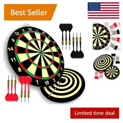 15'' Double-Sided Paper Dartboard with 12 Steeltip Darts - Easy Hang Construction