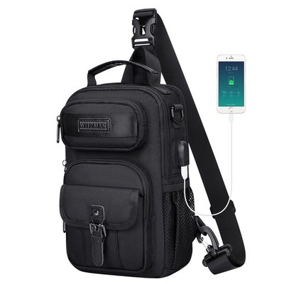Sling Bag for Men Convertible Travel Sling Backpack USB Charging Port Lightwe...