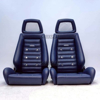 【1 PAIR】AUTHENTIC RECARO LXB NAVY RETRO AMBLA LEATHER【CUSTOMS MAY APPLY】