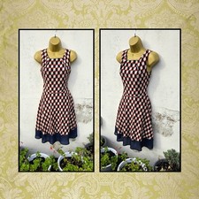 Stunning Snow Traffic Size S/M 10 Navy Red Diamond Flippy Skirt Skater Dress