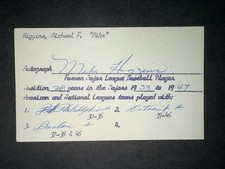 1930s A’s: “Pinky” Higgins, SIGNED 3x5 Card (Died 1969)