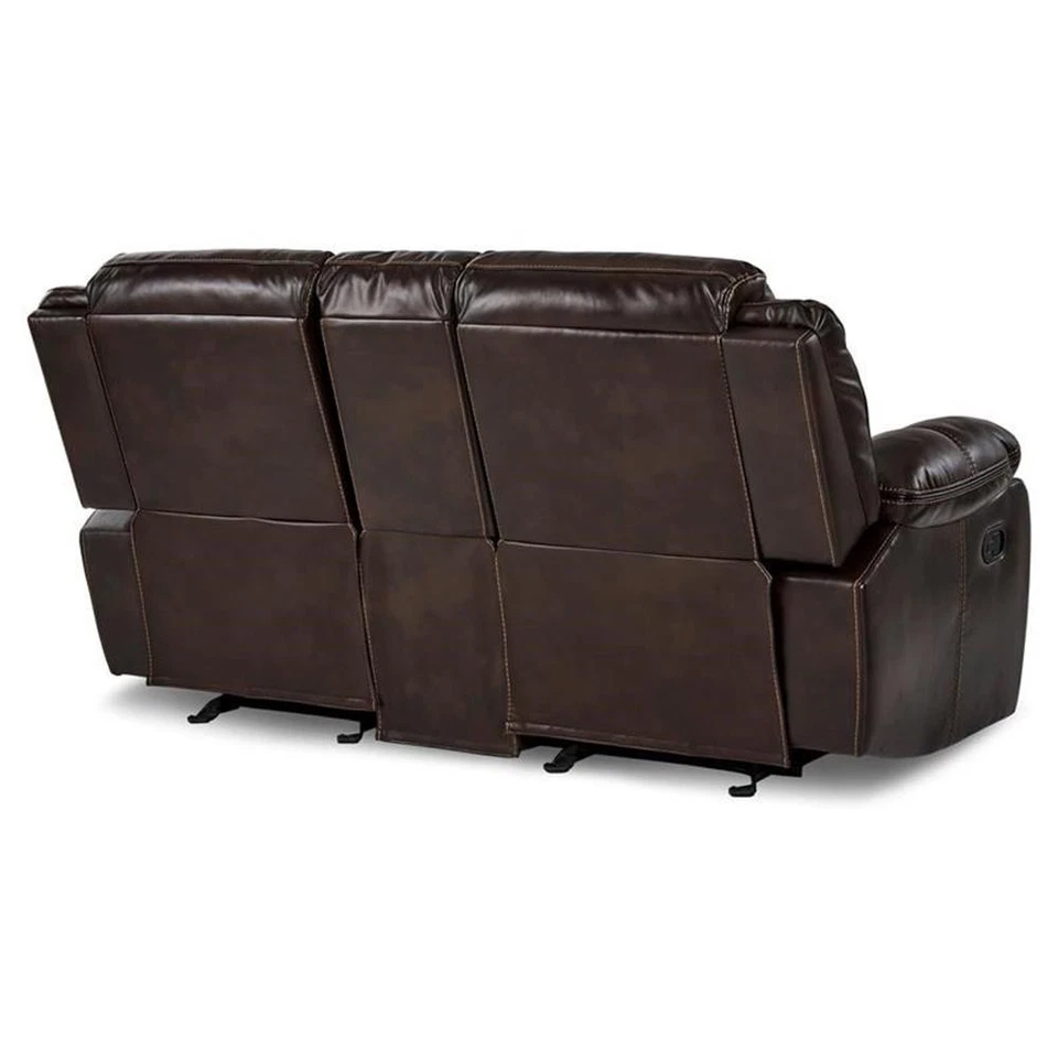Lexicon Bastrop Doble Planeador Reclinable Loveseat con Consola en Marrón Foto 4 de 4