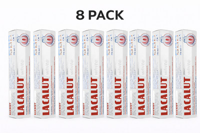 8pack LACALUT WHITE toothpaste 75ml/2.5 oz