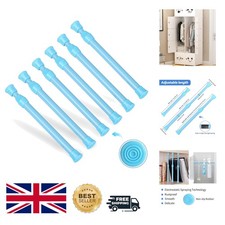 6 Pcs Adjustable Rustproof Tension Rods 18-28cm: No Drill Curtain Rods in Blue