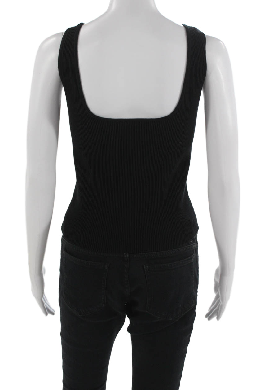 Open Edit Womens Basic Black Square Neck Sleevele… - image 3
