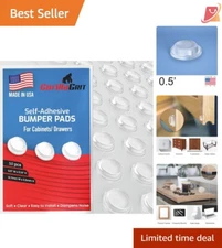 50 Pack of 1/2" Clear Adhesive Cabinet Door Bumpers - Noise Dampening Pads