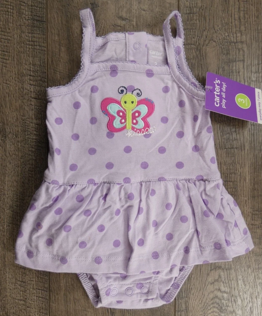 Baby Girl Clothes New Vintage Carter's 3 Month Butterfly Kisses Romper Outfit