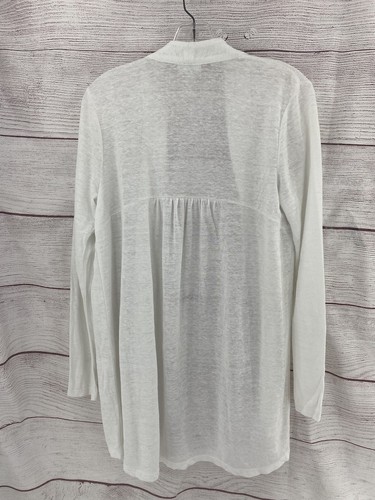 J Jill Love Linen Womens Size S Open Front Cardigan Sweater White Thin Knit EUC - Picture 2 of 5