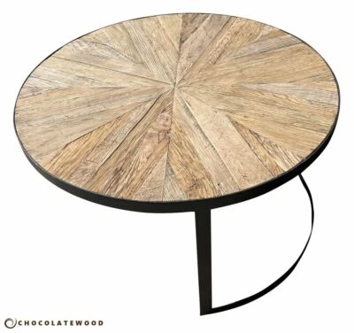 CONRAD LARGE ROUND RECLAIMED OAK COFFEE TABLE WITH DARK IRON FRAME - image 1 of 4