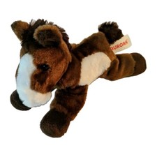 Aurora Pony Horse Dark Brown w/White at Face Stuffed Plush Floppy 8" Soft Animal