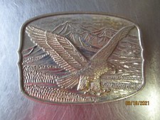 Vintage American Eagle Belt Buckle Silver and Gold Tone