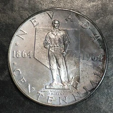 1864-1964 Nevada Centennial U S Mint Commemorative 90% Silver 20gram Proof #P560