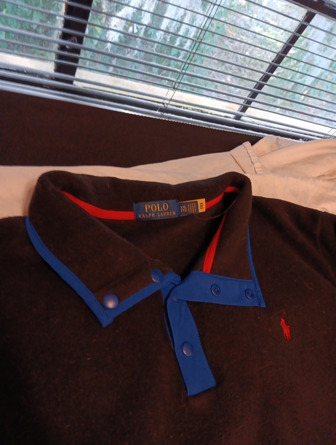 Polo Ralph Lauren Quarter Zip Pile 2XL Nero Rosso Pony