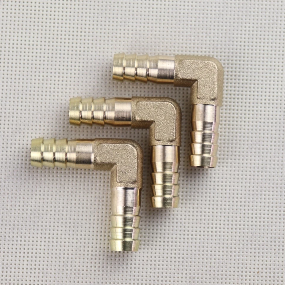 Brass Barbed Tube Pipe Fitting Hose Barb Elbow 90 Degree (3/8" x 3/8") 3Pcs NEW - Image 2 of 4