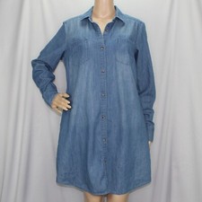 Merona Denim Long Sleeve Shirt Dress Women's Medium