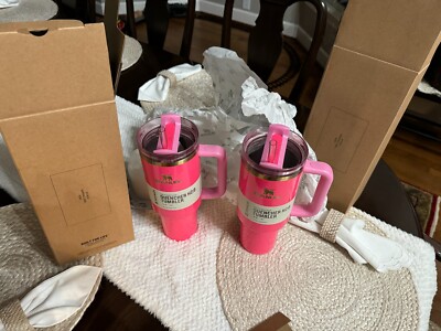 TWIN (2) Stanley Quencher H2.0 FlowState 40 oz Tumbler - Pink Parade  41604419010| eBay