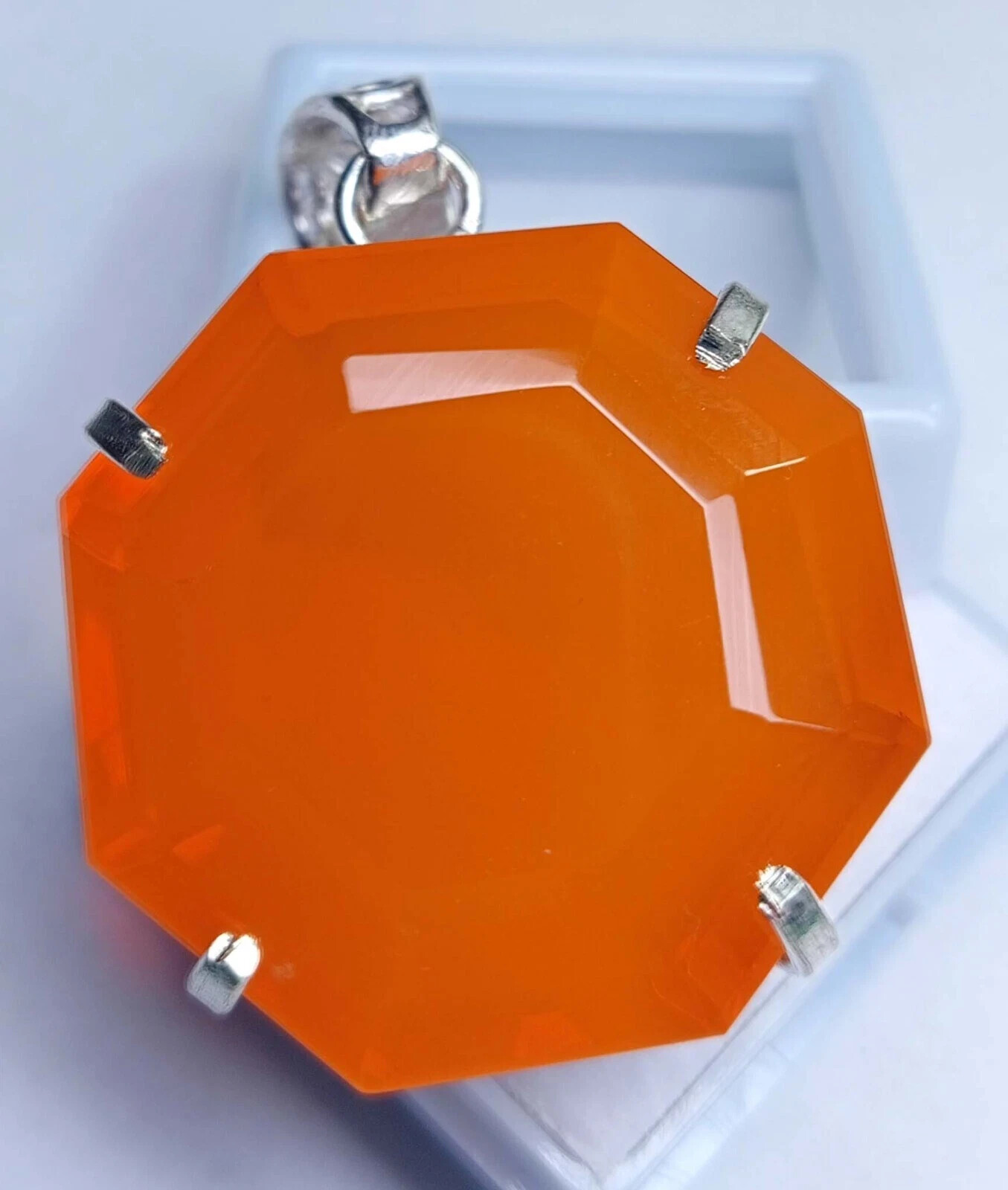 Orange Opal Pendant Locket Hexagon Cut 92-93 Ct Natural Gemstone Certified PD053