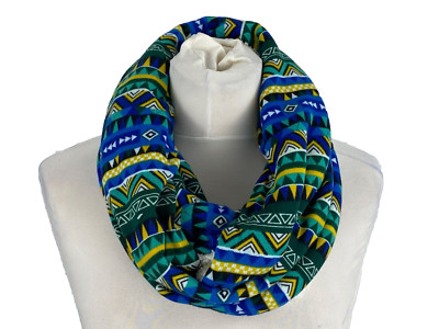 Schal Loop Tuch Damen Blau Mehrfarbig Bunt Fair Isle Muster Kuschelfell Boom It