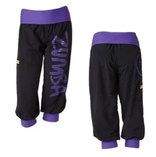 Zumba Up Down Cargo Capris - Black with Purple  ~ XL ~ New! Free Shipping